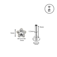 Titan / Khuyên tai ngôi sao thủy tinh - Unisex - 3 màu - 1.2*8mm
