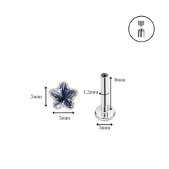 Titan / Khuyên tai ngôi sao thủy tinh - Unisex - 3 màu - 1.2*8mm