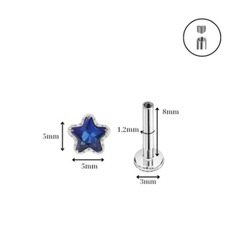 Titan / Khuyên tai ngôi sao thủy tinh - Unisex - 3 màu - 1.2*8mm