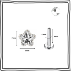 Titan / Khuyên tai ngôi sao thủy tinh - Unisex - 3 màu - 1.2*8mm