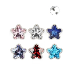 Titan / Khuyên tai ngôi sao thủy tinh - Unisex - 3 màu - 1.2*8mm