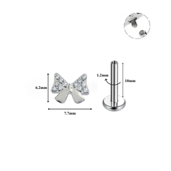 Khuyên tai nơ trắng dễ thương - Titan