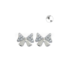 Khuyên tai nơ trắng dễ thương - Titan