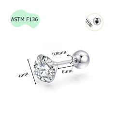 Khuyên tai titanium đính đá nhiều size