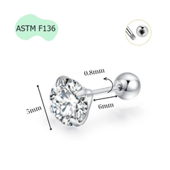 Khuyên tai titanium đính đá nhiều size