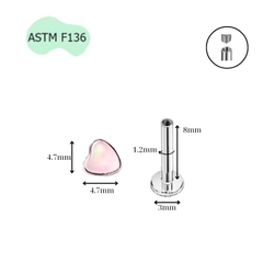 Khuyên tai trái tim Opal (màu mới) - 1.2*8mm