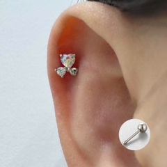 Khuyên tai trái tim pha lê xanh / Hợp kim