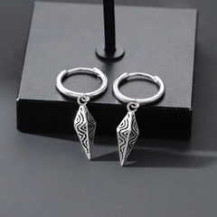 Khuyên tai tròn tòn ten Vintage - 10mm - Bạc