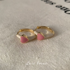 Khuyên tai vòng họa tiết trái tim cổ điển - Hợp kim - 16mm