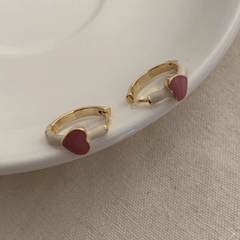 Khuyên tai vòng họa tiết trái tim cổ điển - Hợp kim - 16mm