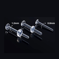 Khuyên thủy tinh giấu lỗ xỏ - trong suốt, tiệt trùng, phù hợp lỗ xỏ mới