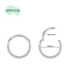 Khuyên tròn đeo Septum / Daith - 1.2*8mm - Titanium