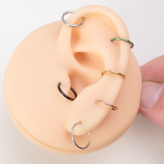 Khuyên tròn bấm có nút bật nhiều size - Màu bạc