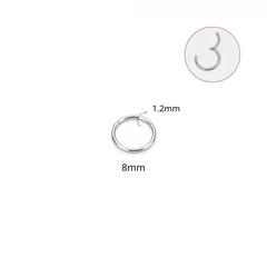 Khuyên tròn bấm có nút bật nhiều size - Màu bạc