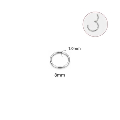 Khuyên tròn bấm có nút bật nhiều size - Màu bạc