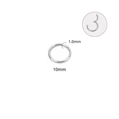 Khuyên tròn bấm có nút bật nhiều size - Màu bạc