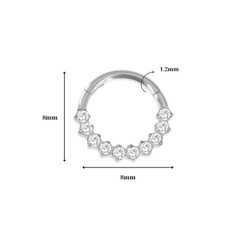 Khuyên tròn Titan F136 đính đá xinh xắn - 2 màu - 1.2*8mm