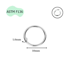 Khuyên tròn Titanium F136 (Silver), đầy đủ size