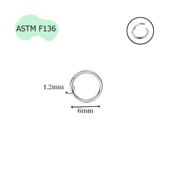 Khuyên tròn Titanium F136 (Silver), đầy đủ size