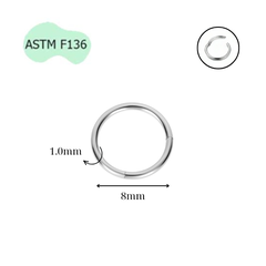 Khuyên tròn Titanium F136 (Silver), đầy đủ size