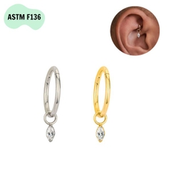 Khuyên tròn Titanium thả hạt - 2 màu - 1.2*8mm