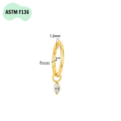 Khuyên tròn Titanium thả hạt - 2 màu - 1.2*8mm
