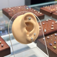 Hợp kim / Khuyên vòng đá trắng hình thoi