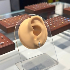 Hợp kim / Khuyên vòng đá trắng hình trái tim 8mm