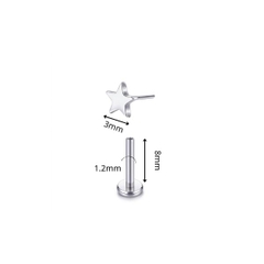 (Loại ghim) Khuyên tai ngôi sao mini basic 1.2*8mm - Titanium
