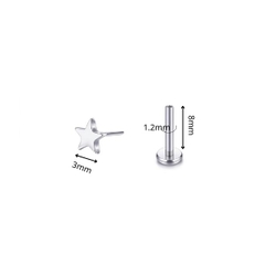 (Loại ghim) Khuyên tai ngôi sao mini basic 1.2*8mm - Titanium
