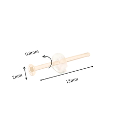 Khuyên giấu lỗ thủy tinh màu da nhạt - 4 size