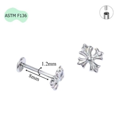 Titan F136 / Khuyên chữ thập hoàng gia  - 1.2*8mm