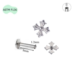Titan F136 / Khuyên chữ thập hoàng gia  - 1.2*8mm