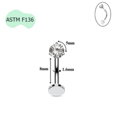 Titanium / Khuyên rốn đá nổi màu trắng - 2 size