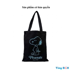 Túi vải Peanuts Snoopy nét đơn -  Đen