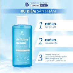 Tẩy trang Actidem Derma Cleansing Water cho da mụn, nhạy cảm 500ml