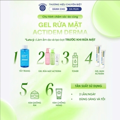 Gel rửa mặt dành cho da dầu mụn, nhạy cảm Actidem Derma Purifying Gel Cleanser 200ml