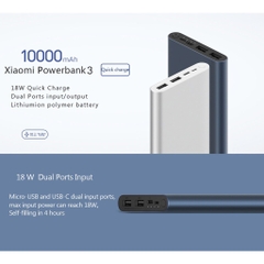 Pin Sạc Dự Phòng Xiaomi Fast Charge Power Bank 3 18W 10000mAh | VXN4274GL | Hàng Chính Hãng