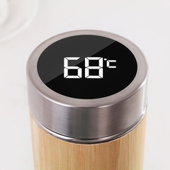 Bình Giữ Nhiệt Nhiệt Kế Gỗ Thông Minh, Inox 304 An Toàn Không Gỉ BGN05