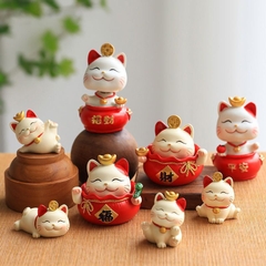 Mô hình 4 mèo thần tài may mắn Ráp để bàn dùng làm quà tặng, trang trí bàn làm việc, góc học tập