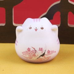 Set 4 mô hình mèo thần tài tròn Ráp dễ thương xinh xắn đáng yêu trang trí bàn học, bàn làm việc