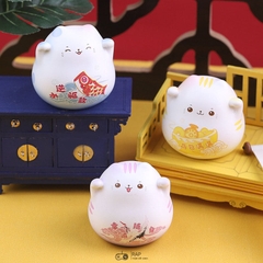 Set 4 mô hình mèo thần tài tròn Ráp dễ thương xinh xắn đáng yêu trang trí bàn học, bàn làm việc