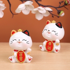 Set 4 mô hình Mèo thần tài trắng vui vẻ