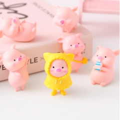 Set 6 mô hình lợn hồng heo hồng để bàn mini biểu cảm ngộ nghĩnh dễ thương trang trí góc học tập, làm việc