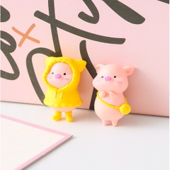 Set 6 mô hình lợn hồng heo hồng để bàn mini biểu cảm ngộ nghĩnh dễ thương trang trí góc học tập, làm việc