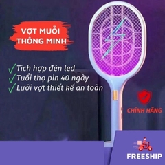 Vợt Muỗi Thông Minh Kiêm Đèn Bắt Muỗi Tự Động 2in1 Thu Hút Muỗi Bằng Ánh Sáng Tím Có Màng Bảo Vệ An Toàn Cho Trẻ Em