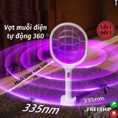 Vợt Muỗi Thông Minh Kiêm Đèn Bắt Muỗi Tự Động 2in1 Thu Hút Muỗi Bằng Ánh Sáng Tím Có Màng Bảo Vệ An Toàn Cho Trẻ Em