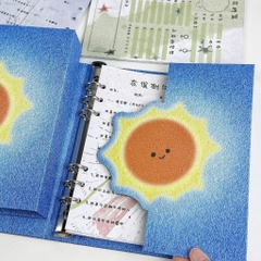 Binder, bìa album ảnh, bìa sổ còng A5 đựng ảnh, đựng giấy kỷ niệm tốt nghiệp hình mặt trời màu xanh dễ thương