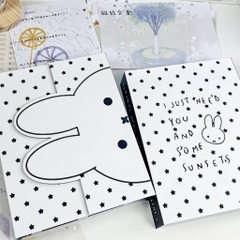 Binder, bìa album ảnh, bìa sổ còng A5 đựng ảnh, đựng giấy thỏ trắng chấm bi đáng yêu