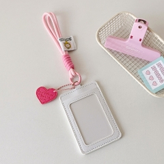 Túi thẻ đựng card, holder photocard da PU, charm trái tim